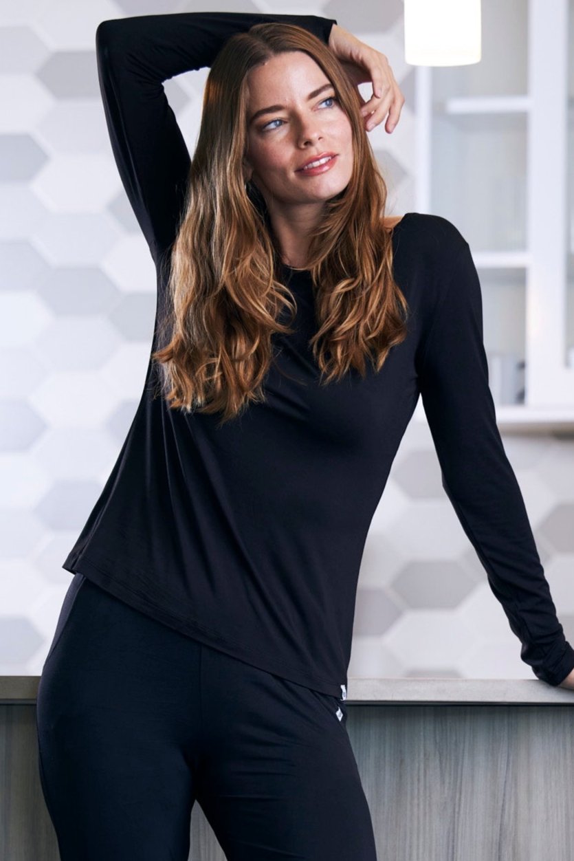 Spun Bamboo Women's Organic Bamboo Long Sleeve Lounge T-Shirt — S–XXL, 4 Colors