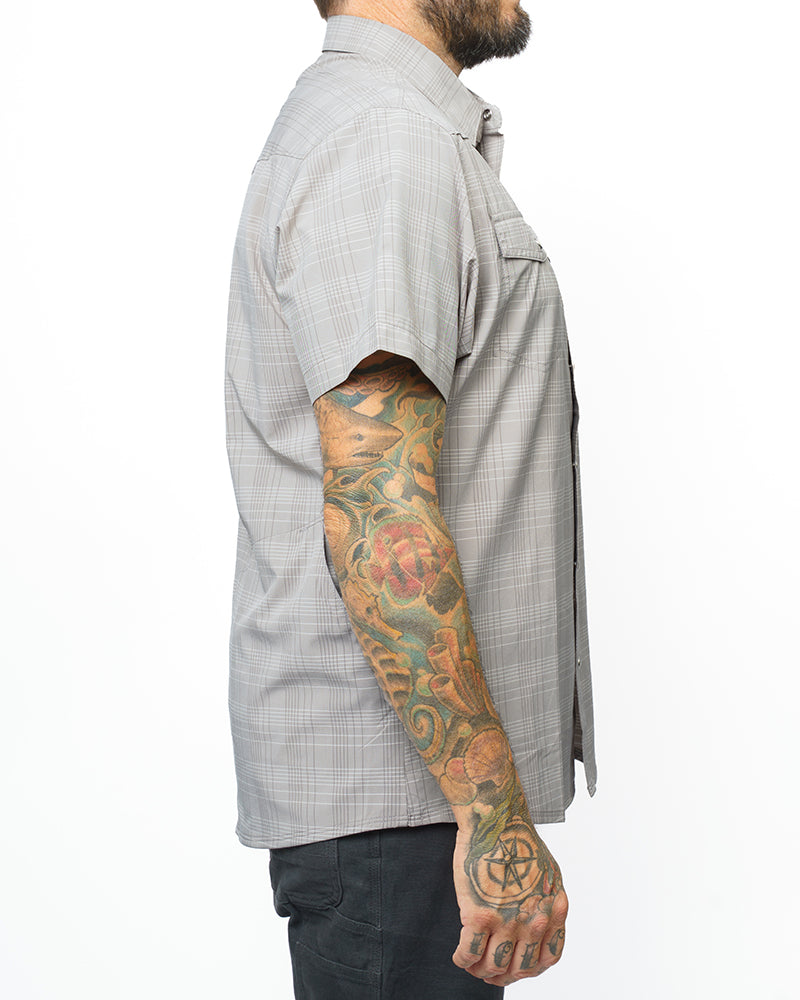 Off The Grid Surplus Men's Stretch Western Snap Short Sleeve Work Shirt — Storm Grey