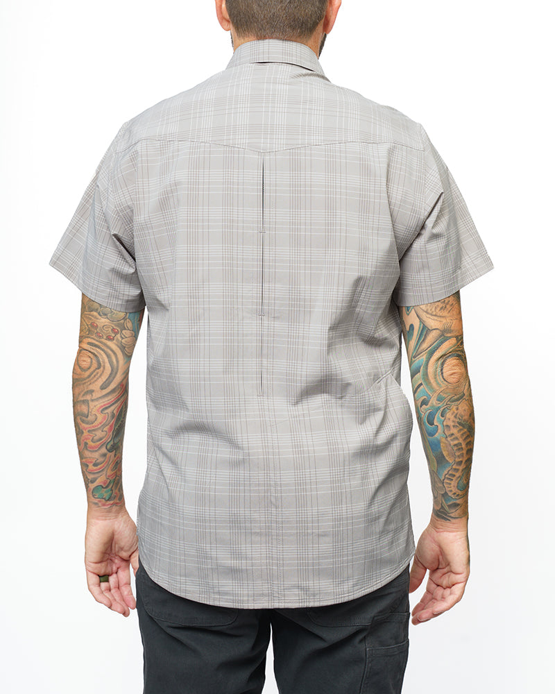 Off The Grid Surplus Men's Stretch Western Snap Short Sleeve Work Shirt — Storm Grey