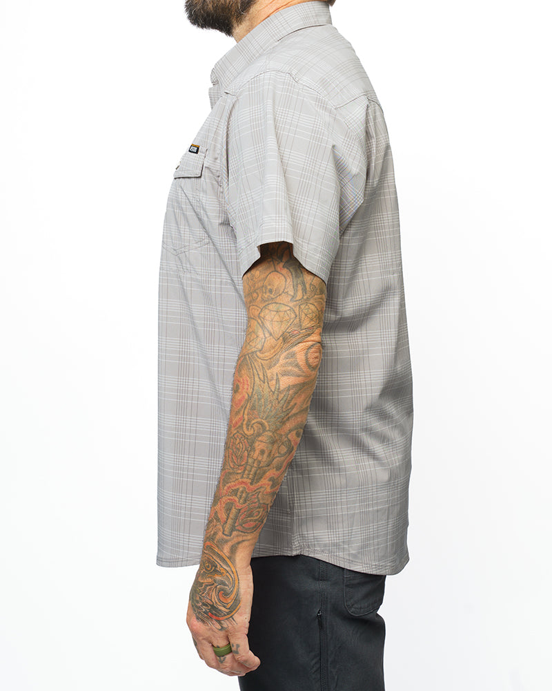 Off The Grid Surplus Men's Stretch Western Snap Short Sleeve Work Shirt — Storm Grey