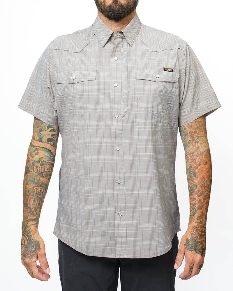 Off The Grid Surplus Men's Stretch Western Snap Short Sleeve Work Shirt — Storm Grey