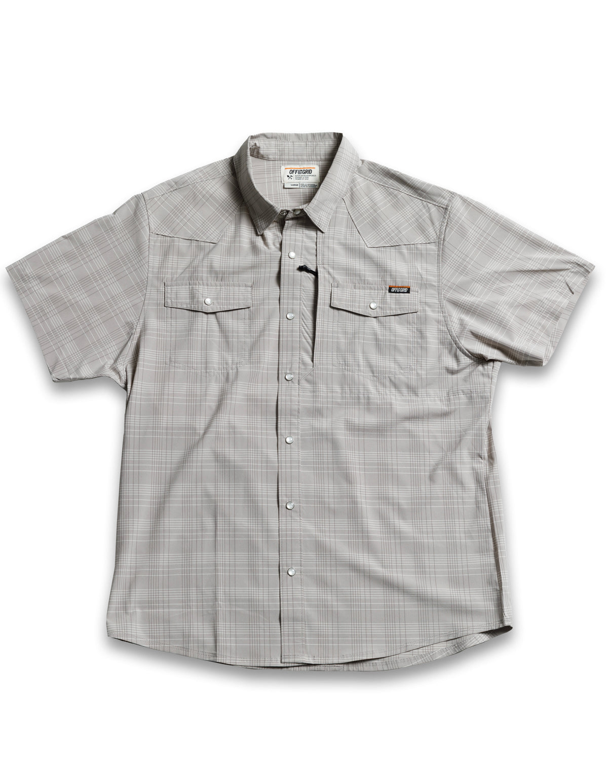 Off The Grid Surplus Men's Stretch Western Snap Short Sleeve Work Shirt — Storm Grey