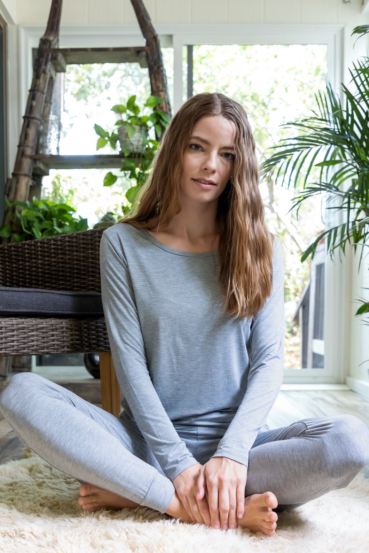Spun Bamboo Women's Organic Bamboo Long Sleeve Lounge T-Shirt — S–XXL, 4 Colors