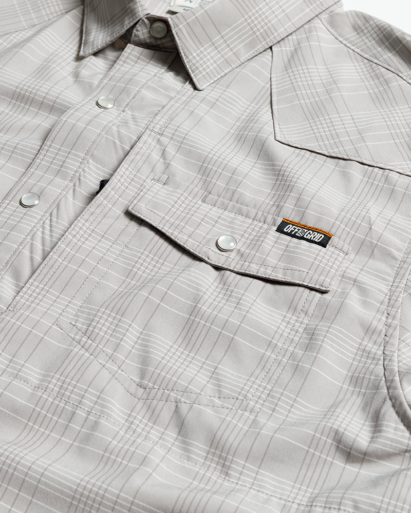 Off The Grid Surplus Men's Stretch Western Snap Short Sleeve Work Shirt — Storm Grey