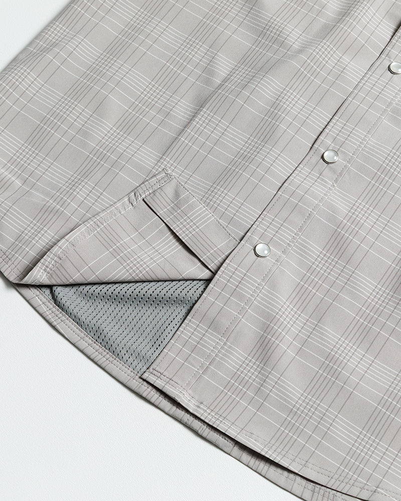 Off The Grid Surplus Men's Stretch Western Snap Short Sleeve Work Shirt — Storm Grey